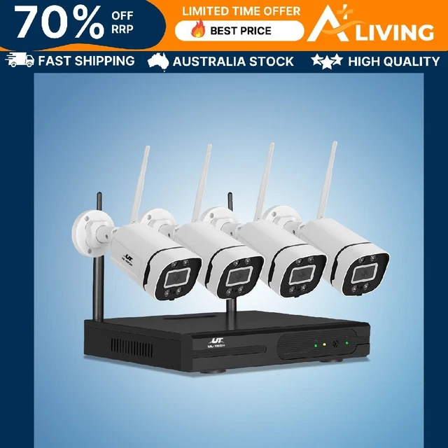 WIRELESS SECURITY CAMERA System 3MP HD 8CH NVR IP65 Two Way Audio H.265 ...