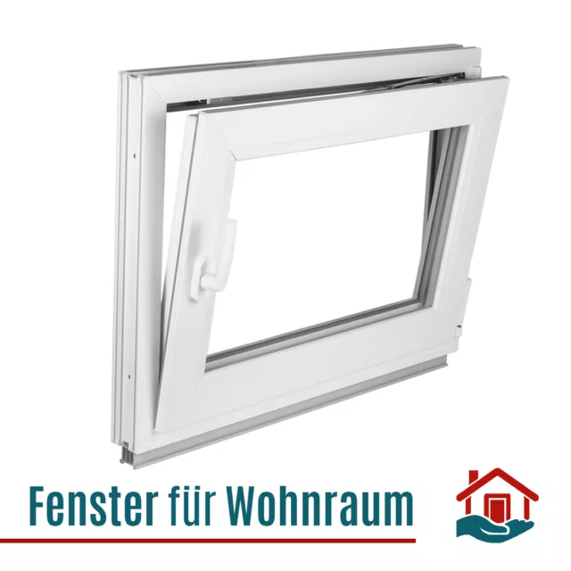 Kunststofffenster Fenster Kellerfenster 2-fach, 3-fach weiß Dreh-Kipp Premium