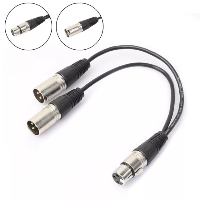 Flexible and Reliable XLR FEMALE to Dual 2 MALE Plug Mic Cable 30CM/1FT
