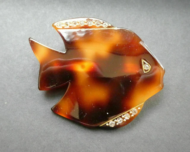 Grande Broche En Bois D'ébène En Forme De Poisson - Style Ethnique Et Naturel