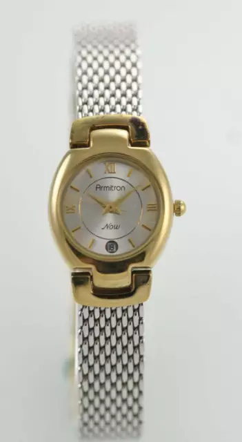 Armitron Now Womens Watch White Date Stainless Steel Silver Gold 50m Quartz