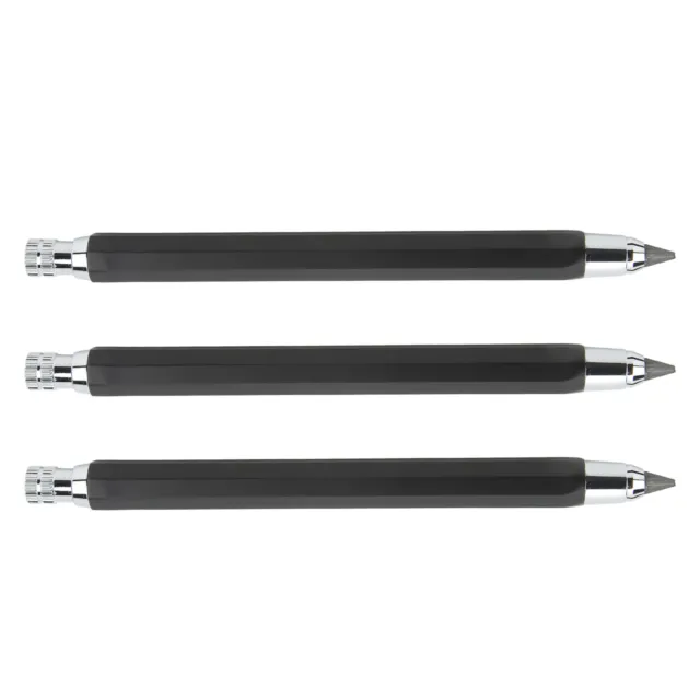(Black)3Pcs Mechanical Carpenter Pencils 5.6mm Scribing Tool Marker Set Kit