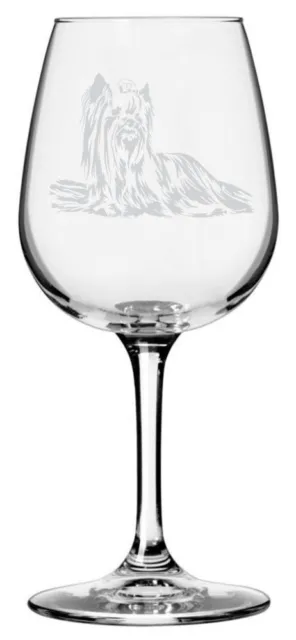 Yorkshire Terrier Dog Themed Etched All Purpose 12.75oz Wine Glass