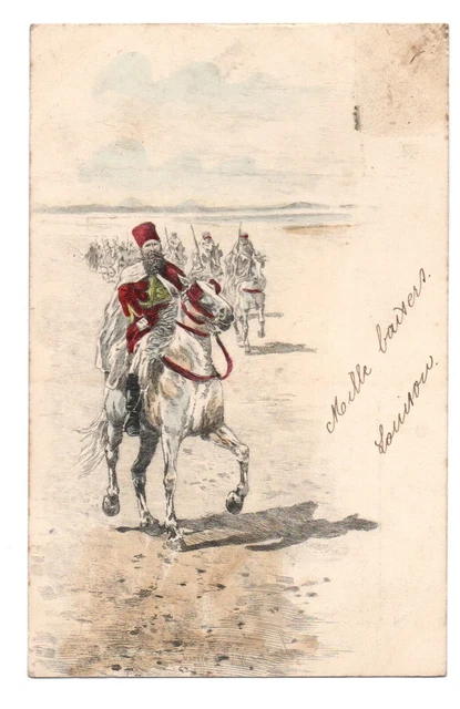 Antique postcard. Knights of the Ottoman Empire