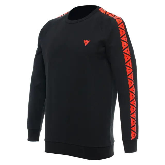 Sweatshirt Cotton Dainese STRIPES BLACK/FLUO-RED