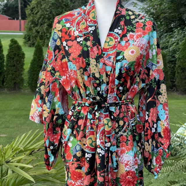 Kimono Japanese Vtg 1970 Coats/Jackets/Haori/Cardigan Red / Floral Cosplay