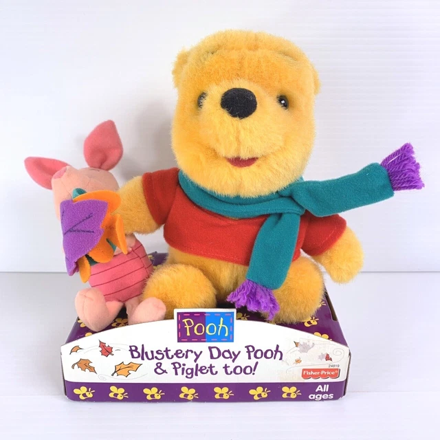 Vintage 1999 Blustery Day Pooh & Piglet Plush Stuffed Animals Fisher Price Toy