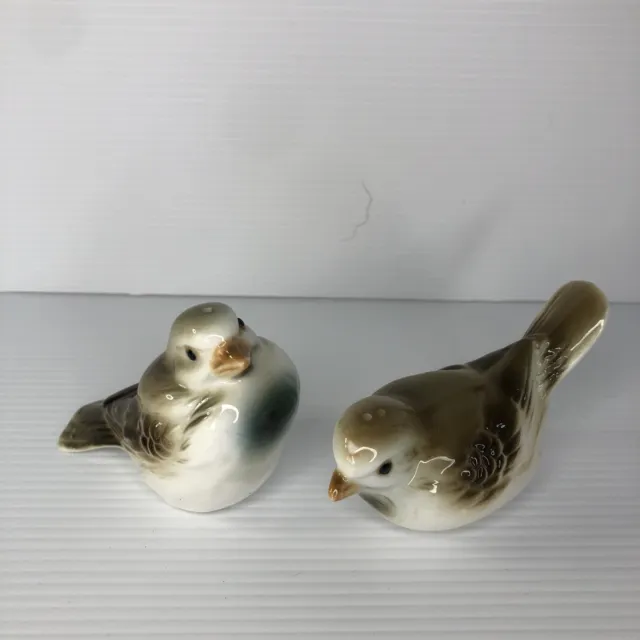 Vintage Salt & Pepper Shakers Birds Sparrow Bone China Japan FREE SHIPPING