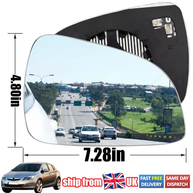 For Vauxhall Astra H 2009-2011 Right Driver Side Wing Mirror Glass Heated Convex