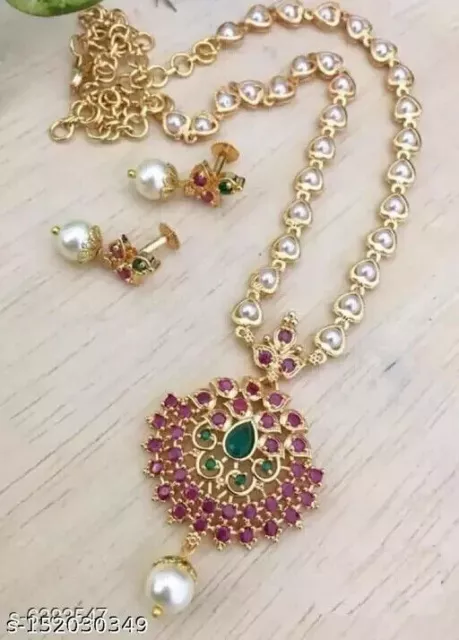 Bollywood indien plaqué or CZ collier de mariage boucles d'oreilles bijoux...