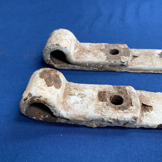 Pair Vintage Antique Hand Forged Iron Barn Door Strap Hinges 12 5/8" 4