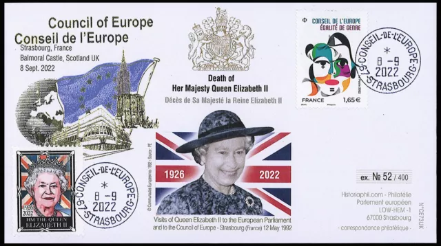 CE73UK: FDC Council of Europe - DEATH OF HM QUEEN ELIZABETH II - 8 Sept. 2022
