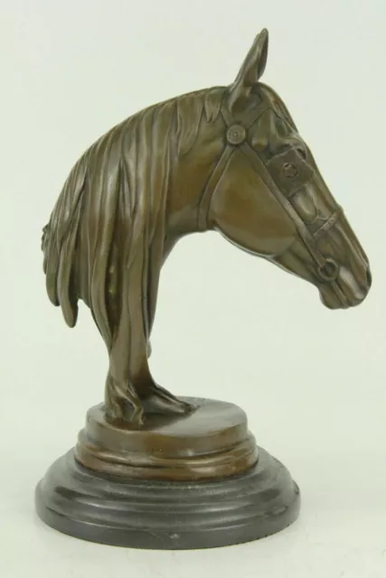 HotCast Bronze Horses Head Sculpture Marble Statue Figurine Barye Home Decor Art