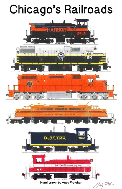 Chicago's Railroads 11"x17" Railroad Poster by Andy Fletcher signed