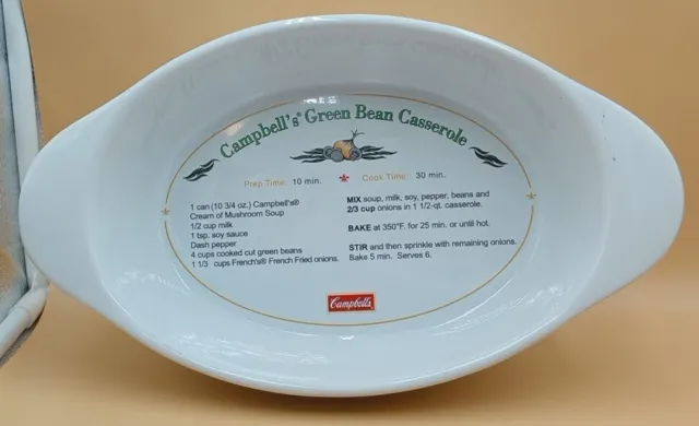 Campell's Green Bean Casserole Baking Oval Dish 2008 Recipe Inside
