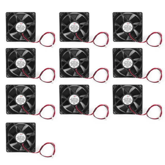 10x DC Brushless Cooling PC Computer Fan 12V 8025s 80x80x25mm 0.2A 2 Pin Wire AU