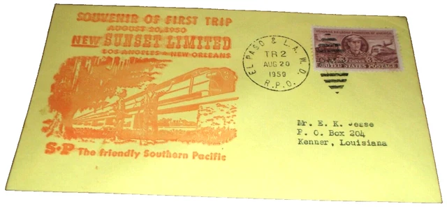 August 1950  Southern Pacific New Sunset Limited First Trip Souvenir Envelope C