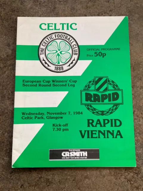 Celtic v Rapid Vienna European Cup Winners Cup match programme 1984