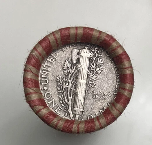 Wheat Penny Roll 50 With S/D Mercury Dime Ends!!
