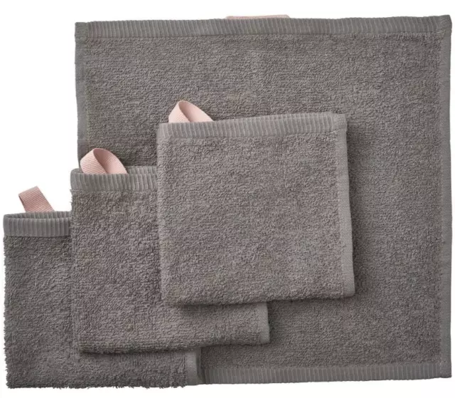 IKEA DIMFORSEN Washcloth 4 Pack Steel Gray 12x12" Soft Absorbent Cotton Set