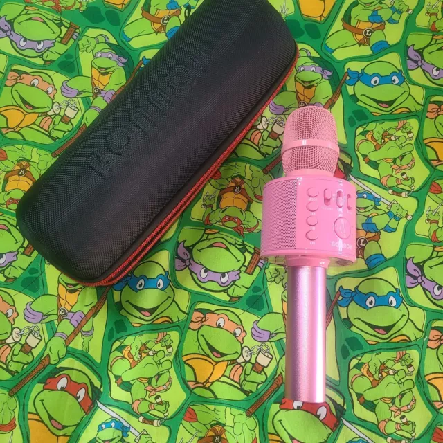 BONAOK Wireless Bluetooth Karaoke Microphone 3 in 1 Portable Mic-pink No Cord