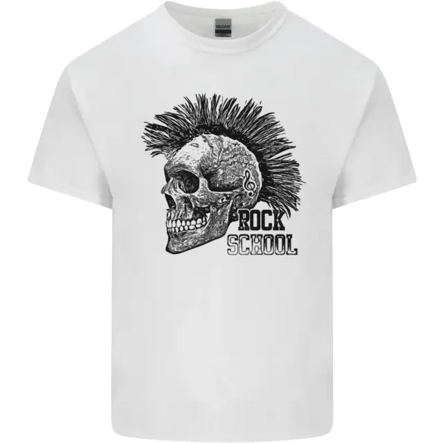 T-shirt top chitarra rock n roll scuola teschio da uomo cotone