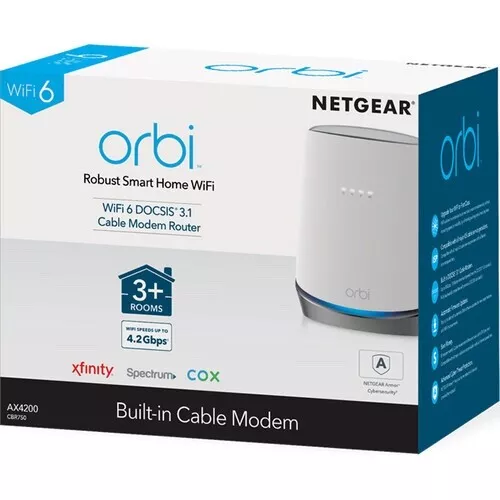 NEW NETGEAR CBR750-100NAS Orbi WiFi 6 DOCSIS 3.1 Cable Modem Router Wireless
