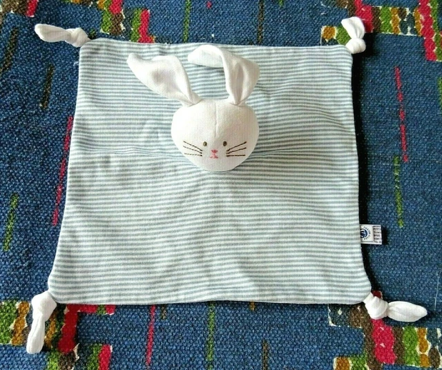 Bp/ Doudou Plat Petit Bateau Lapin Raye Blanc Bleu Gris Etat Neuf