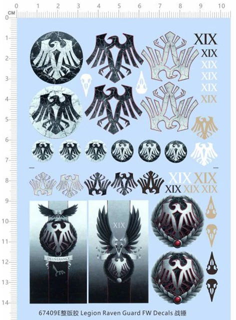 WARHAMMER 40K 40000 Raven Guard Legion Symbols Markings Model Water ...