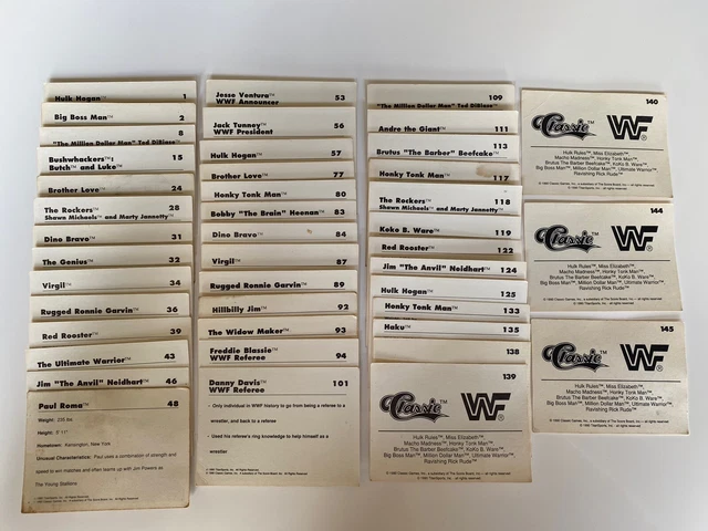 WWF WWE 1990 CLASSIC GAMES WRESTLING TRADING CARDS SERIES 1 - 43 Cards ...