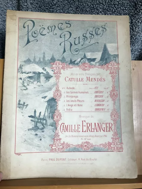 C. Erlanger Tourgueniev Fedia poeme russe partition chant-piano éd. Paul Dupont