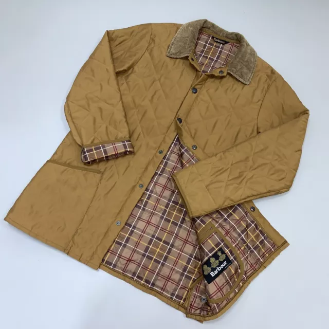 Barbour Men’s NEW CLASSIC ESKDALE Mustard Check Corduroy Neck Jacket Coat S/M