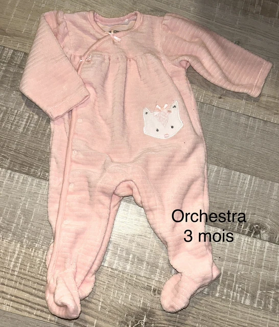 Orchestra 3 Mois : BABYGROS Pyjama Velours Fille Rose TBE