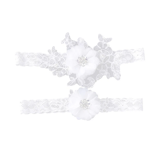 1 paio matrimonio sexy floreale fascia gamba pizzo perla sposa piede decorazione western alta