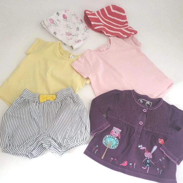 T-shirt estive bambine pantaloncini e maglione pacchetto 3/6 mesi