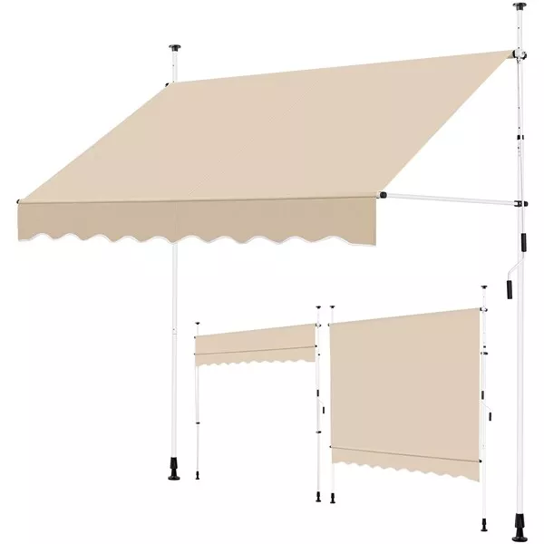 Toldo de Balcón con Manivela 250 x 180 cm Toldo Manual Retráctil para Exterior