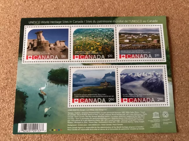 Unesco World Heritage Site Canadian Souvenir Sheet Hoodoos misprint 2015