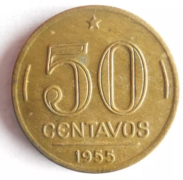 1955 BRAZIL 50 CENTAVOS - Excellent Coin - FREE SHIP - Bin #163