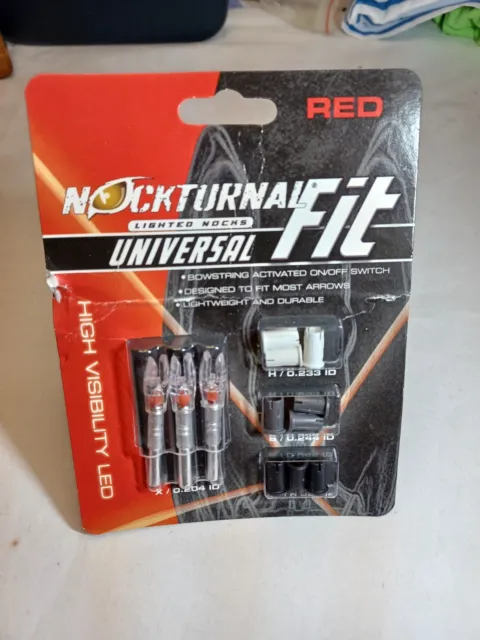 Nockturnal Universal Fit Lighted LED Arrow Nocks, Hi-Viz Red, 3/Pack - NT-302