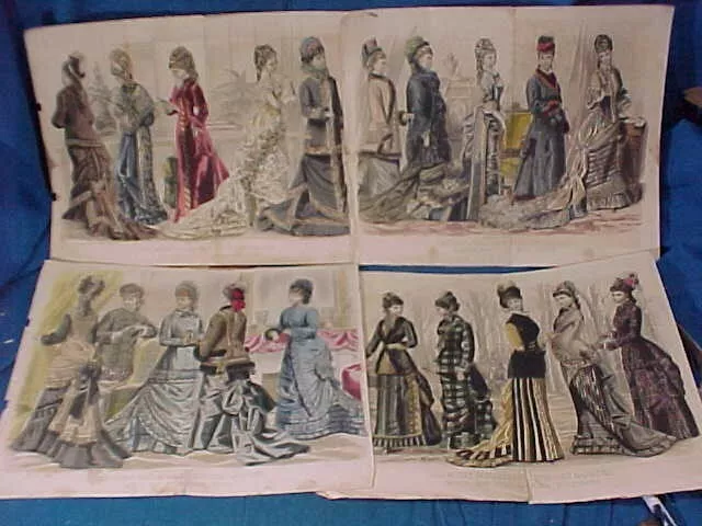 4-1877-79 VICTORIAN WOMENS PARIS Color FASHION PRINTS Petersons Magazine