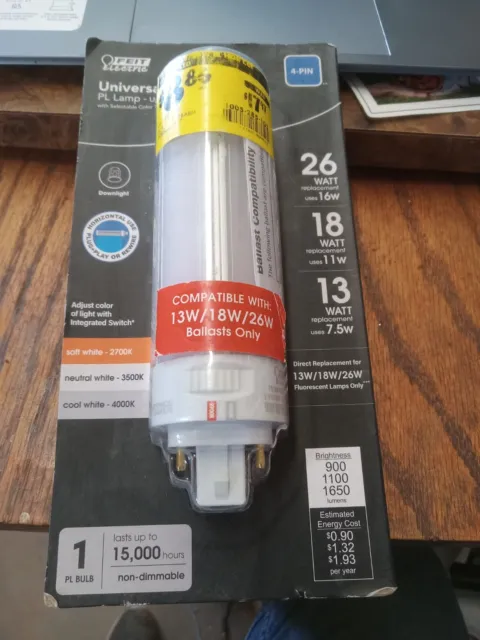 Feit Electric PL Horizontal 4-Pin Universal Base LED Light Bulb