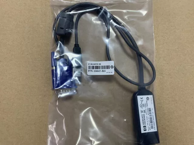 1 PIEZA HP KVM cable adaptador de interfaz USB 336047-B21 de repuesto P/N 396633-001