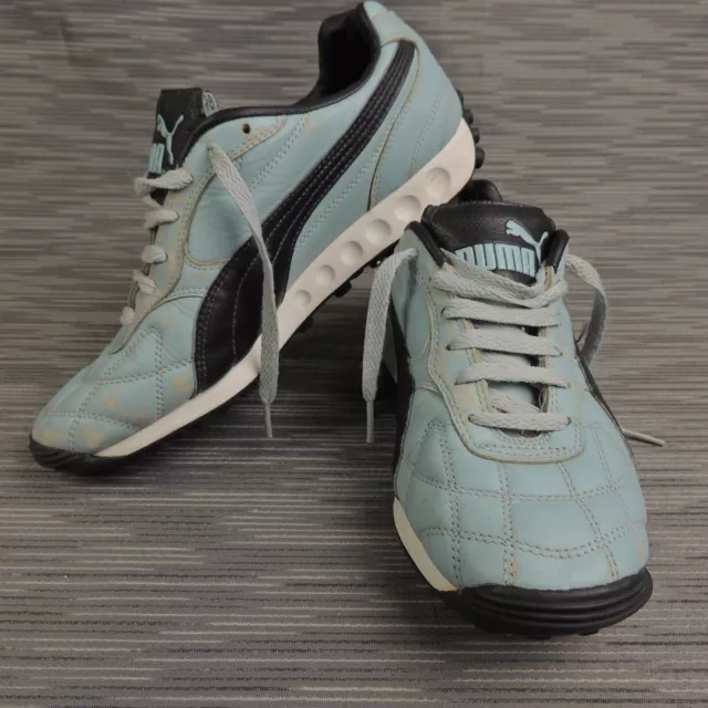 Womens Puma Lt Blue & Black Leather Athletic Sneakers - Size 8