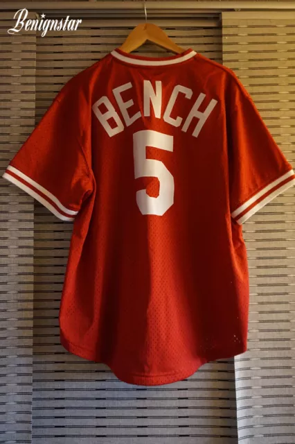 Johnny Bench Baseball Batting 1983 Mitchell And Ness Jersey Cincinnati Reds XL