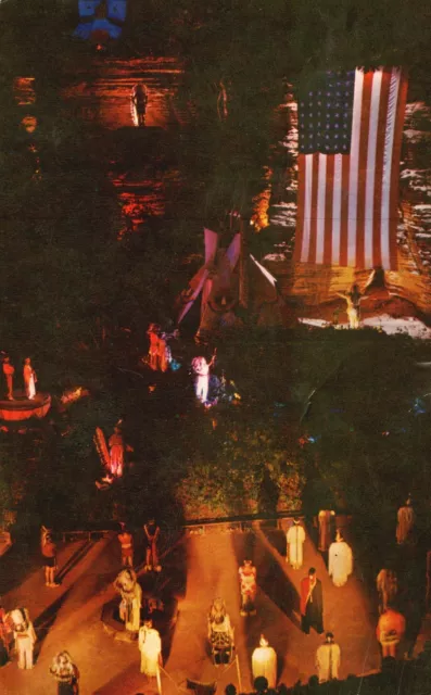 Vintage Postcard Colorful Conclusion Stand Rock Indian Ceremony Salute to Flag