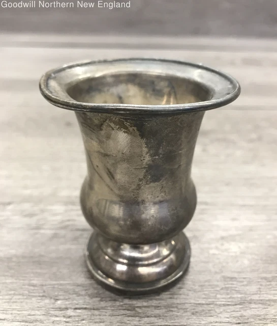 Gorham Sterling Silver Weighted Small Urn Vase M Monogram 3" tall Dented