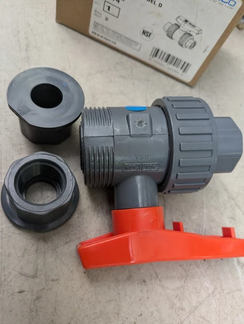 Valvola A Sfera Chemtrol Nibco 3/4" U45TB-V SOC/THD Modello D PVC FKM - Nuova Inutilizzata