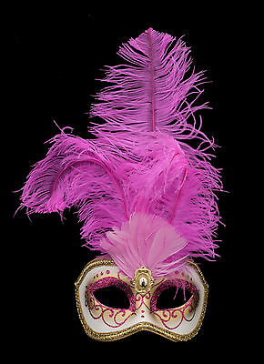 Mask from Venice Colombine IN Feathers Ostrich Rose-Mask Venetian - 1344 V78