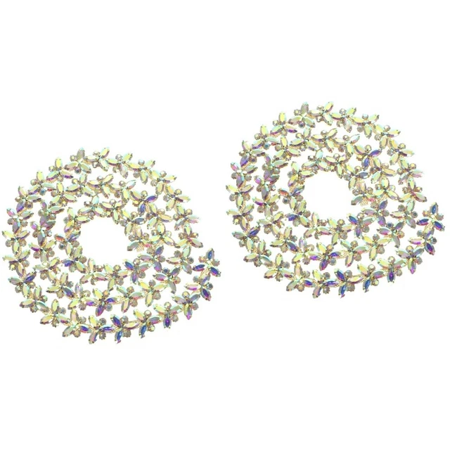 2 PIEZAS Marquesa pedrería cadena de flores aleación aplicación de abrigo decorativo dorado