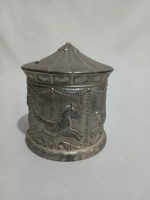 Vintage Silver Plated Horse Carousel Coin Bank